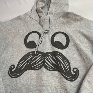 Mustache Hoodie Sweatshirt Size Medium